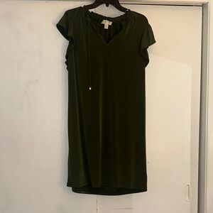 Olive Green Ruffle Sleeve Dress